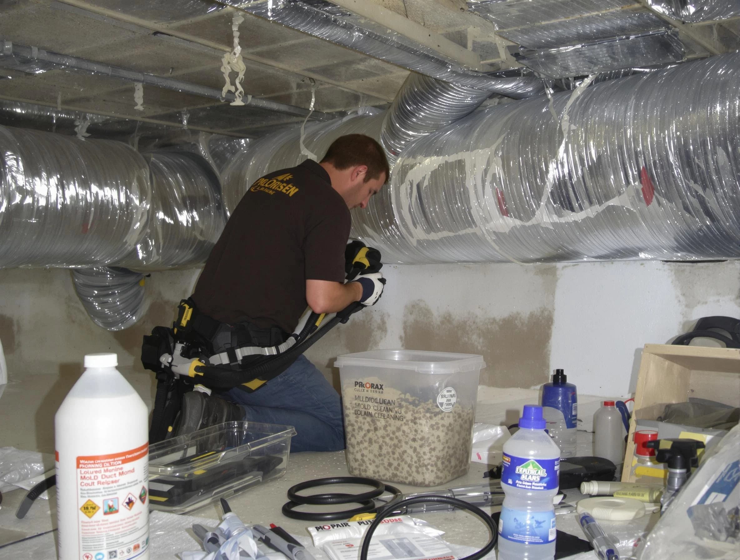 North Druid Hills Air Duct Cleaning specialist performing professional mold removal from air ducts in North Druid Hills
