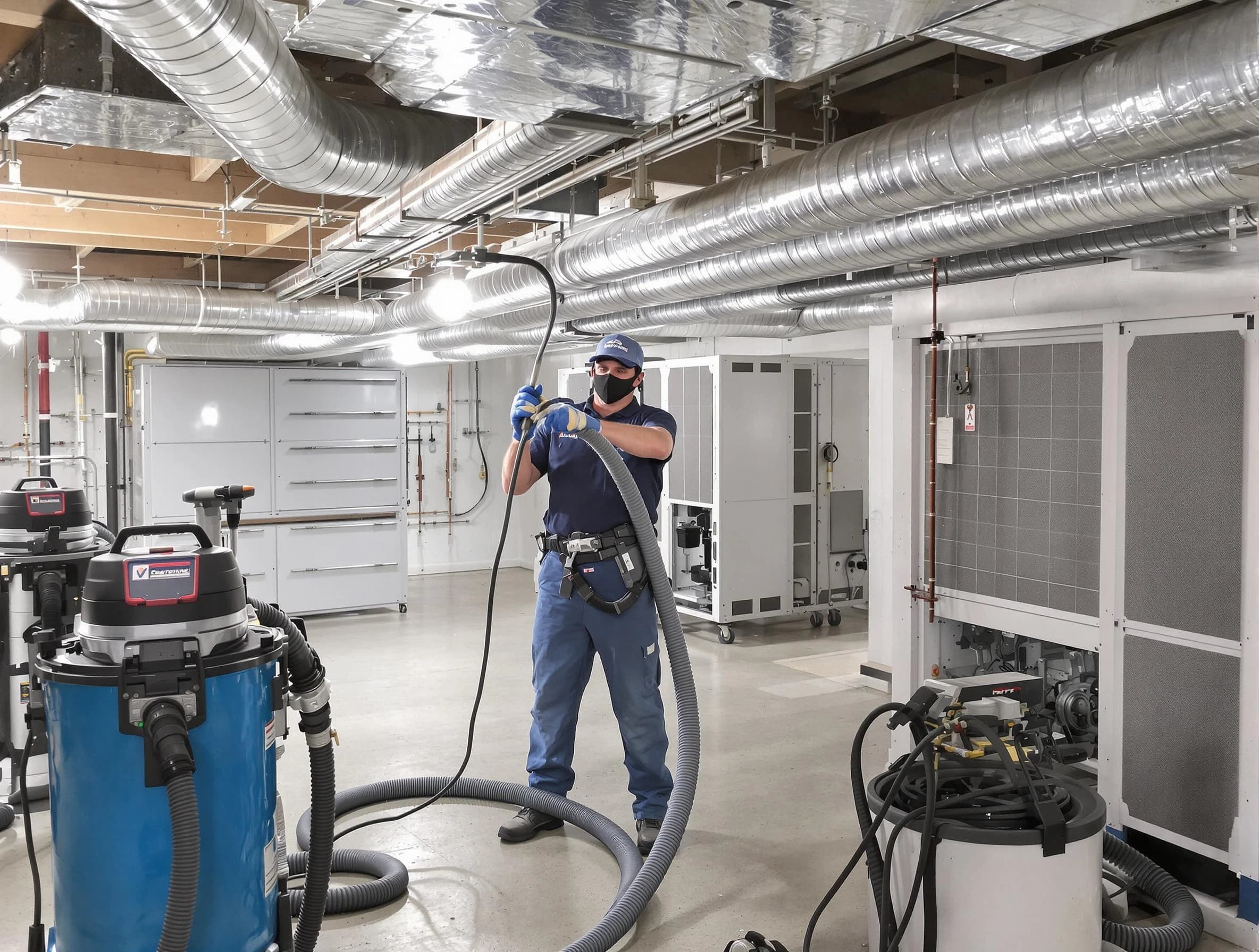 North Druid Hills Air Duct Cleaning specialist performing thorough central air duct cleaning for improved system efficiency in North Druid Hills