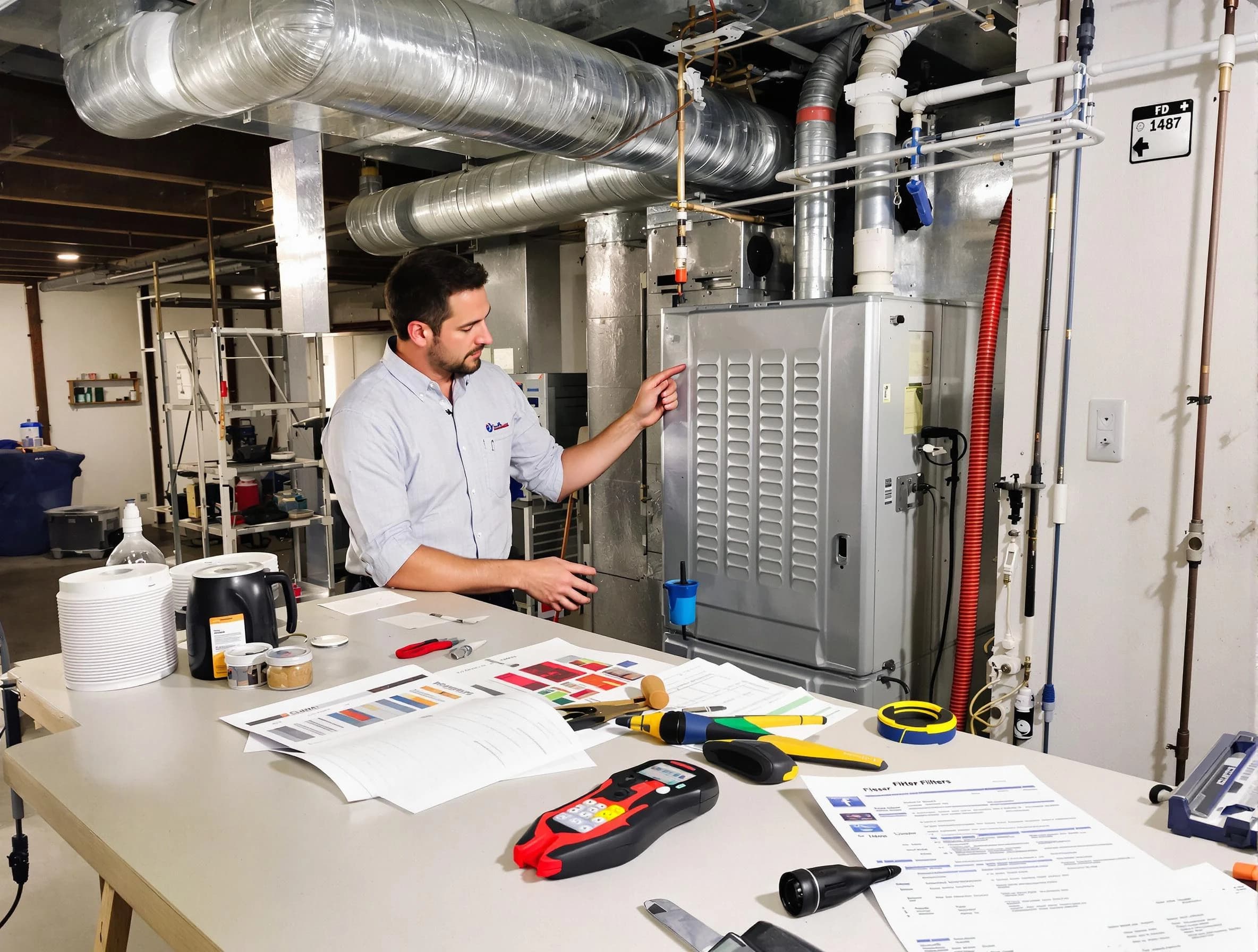 North Druid Hills Air Duct Cleaning inspector conducting detailed filter system evaluation using professional diagnostic tools in North Druid Hills