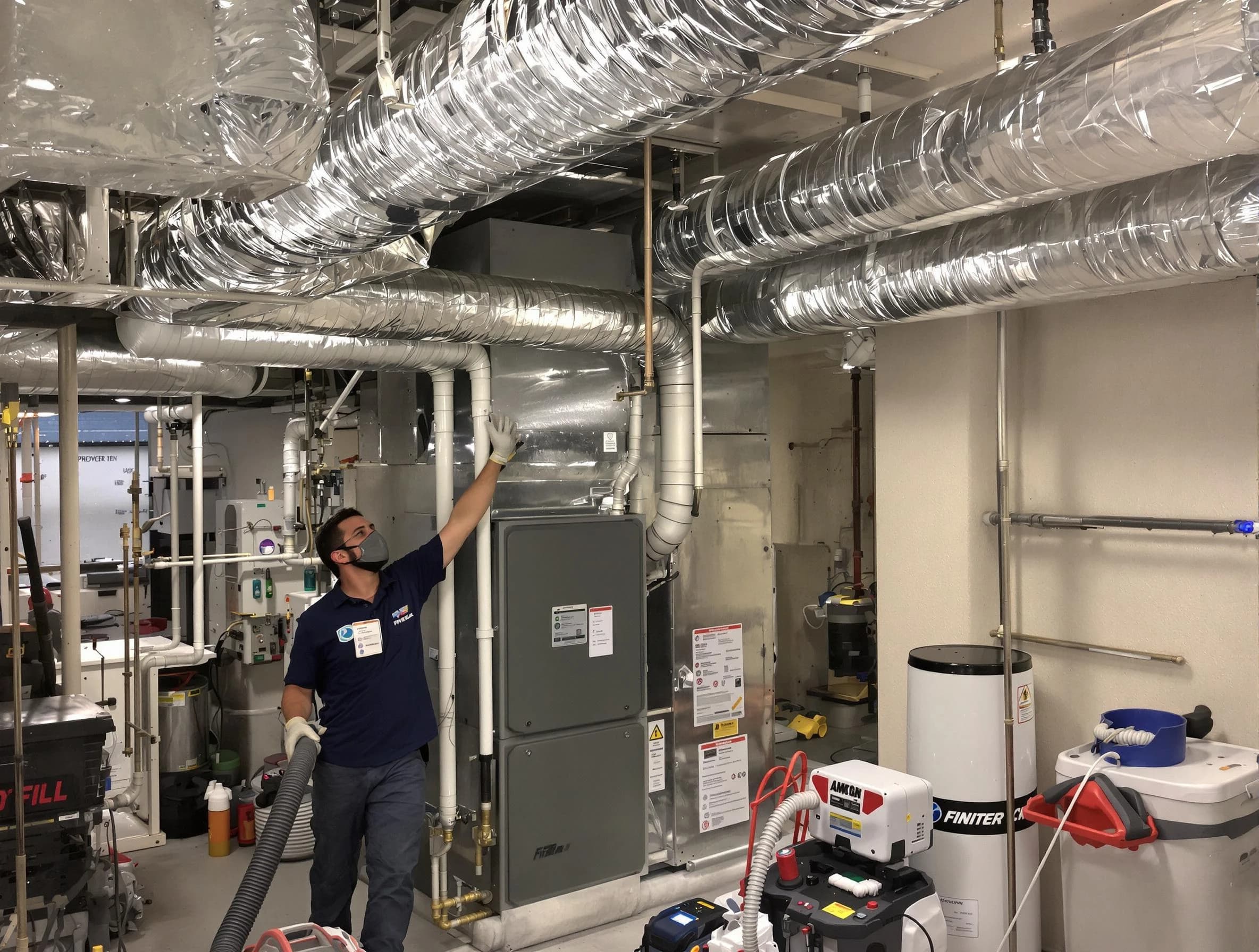 North Druid Hills Air Duct Cleaning specialist performing thorough furnace duct cleaning in a North Druid Hills residence